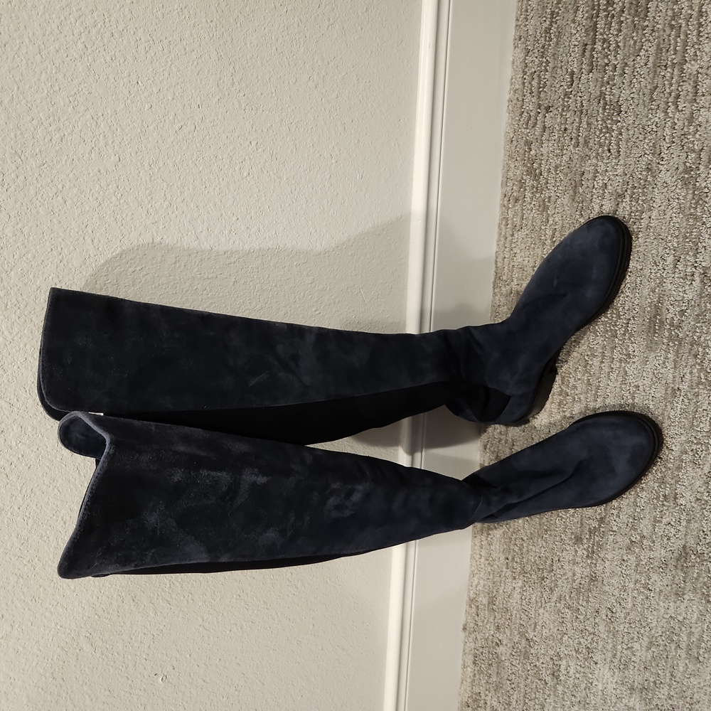 Stuart Weitzman Navy Blue Suede Boots - Size 4.5 NWOT
